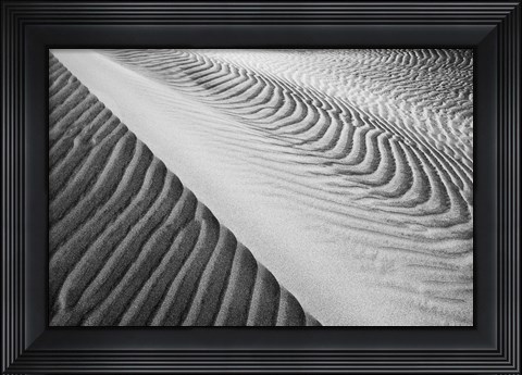 Framed Close Up Of Valley Dunes, California (BW) Print
