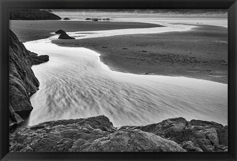 Framed California, Mendocino Jughandler Creek (BW) Print