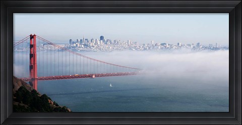 Framed San Francisco Golden Gate Bridge Disappearing Into Fog Print