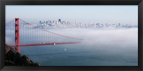 Framed San Francisco Golden Gate Bridge Disappearing Into Fog Print