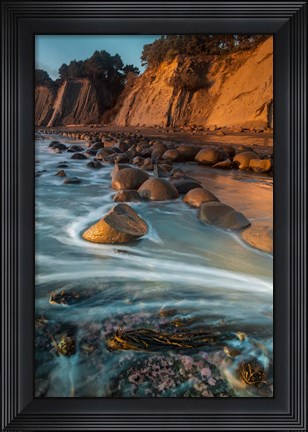 Framed Sunset At Bowling Ball Beach Print