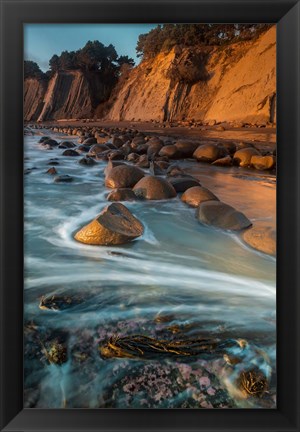 Framed Sunset At Bowling Ball Beach Print