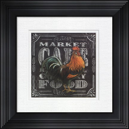 Framed Chalkboard Rooster Cafe Print