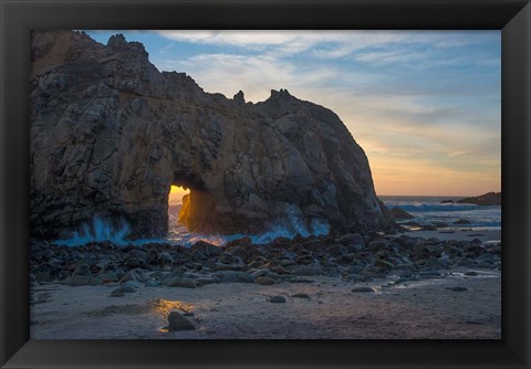 Framed Arch&#39;s Last Light At Pfeiffer Beach Print