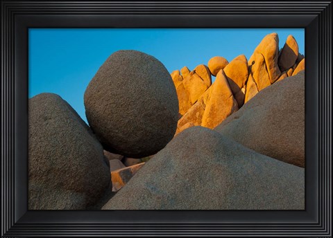 Framed California Joshua Tree National Park Jumbo Rocks At Sunset Print