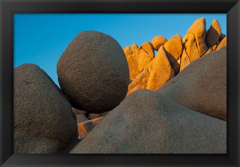 Framed California Joshua Tree National Park Jumbo Rocks At Sunset Print