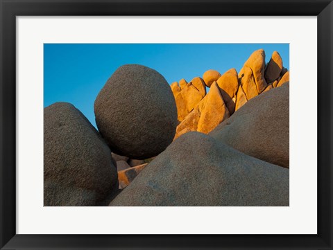 Framed California Joshua Tree National Park Jumbo Rocks At Sunset Print