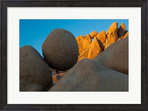 Framed California Joshua Tree National Park Jumbo Rocks At Sunset Print