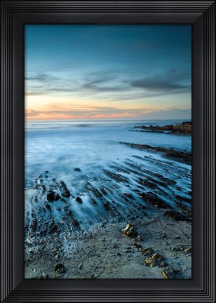 Framed Sunset Coastline Of Montana De Oro State Park Print