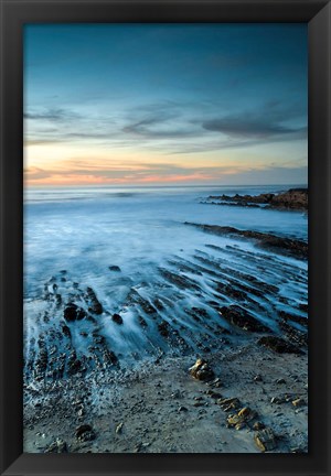 Framed Sunset Coastline Of Montana De Oro State Park Print