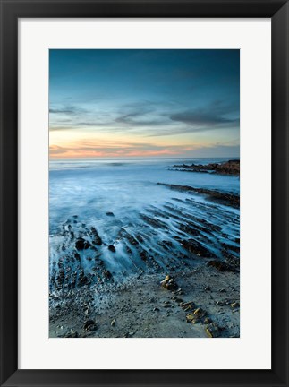 Framed Sunset Coastline Of Montana De Oro State Park Print