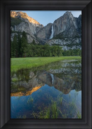 Framed Early Morning At The Upper Yosemite Falls Print