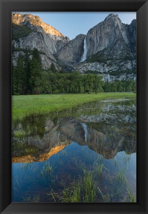 Framed Early Morning At The Upper Yosemite Falls Print