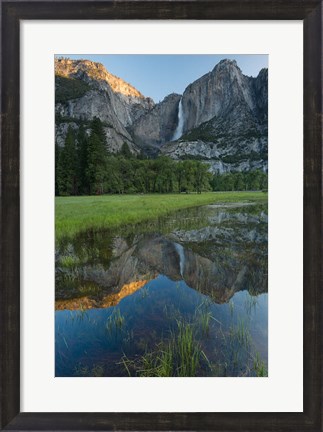 Framed Early Morning At The Upper Yosemite Falls Print