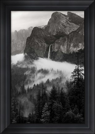Framed Bridal Veil Falls, Yosemite NP (BW) Print