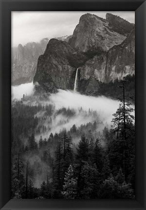 Framed Bridal Veil Falls, Yosemite NP (BW) Print