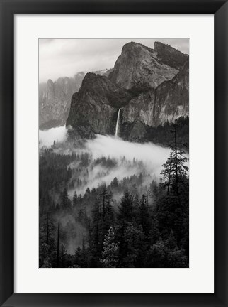 Framed Bridal Veil Falls, Yosemite NP (BW) Print