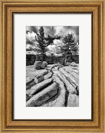 Framed Granite Outcropping At Yosemite NP (BW) Print