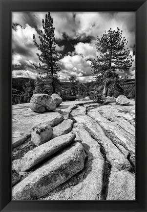 Framed Granite Outcropping At Yosemite NP (BW) Print