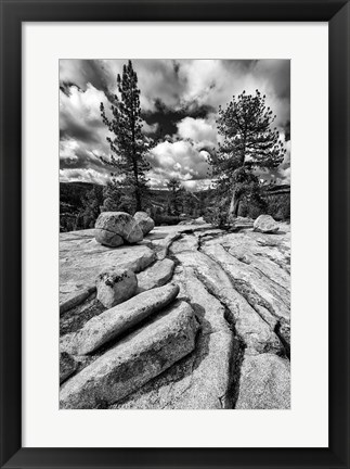 Framed Granite Outcropping At Yosemite NP (BW) Print