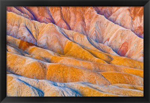 Framed Eroded Hills Below Zabriskie Point Print