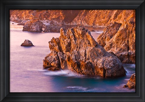 Framed Evening Light On The Big Sur Coast Print