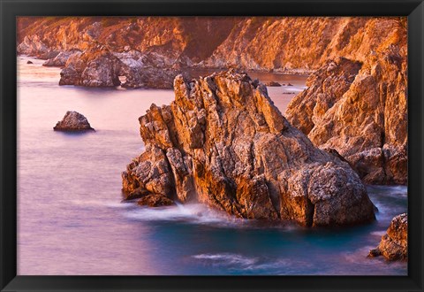 Framed Evening Light On The Big Sur Coast Print