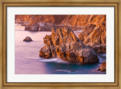 Framed Evening Light On The Big Sur Coast Print