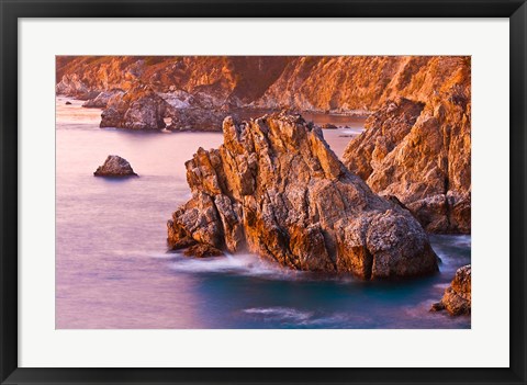 Framed Evening Light On The Big Sur Coast Print