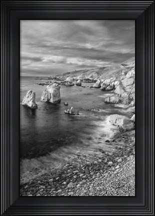 Framed Rocky Coastline At Soberanes Point (BW) Print