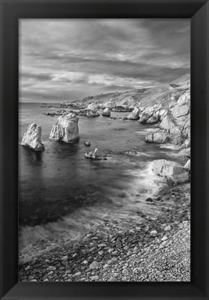 Framed Rocky Coastline At Soberanes Point (BW) Print