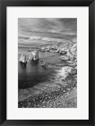 Framed Rocky Coastline At Soberanes Point (BW) Print