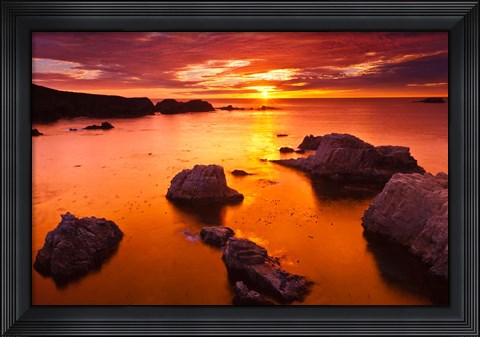 Framed Sunset At Soberanes Point Print