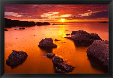 Framed Sunset At Soberanes Point Print