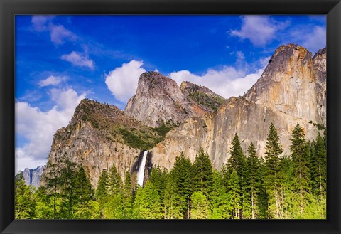 Framed Bridalveil Fall And The Leaning Tower Print