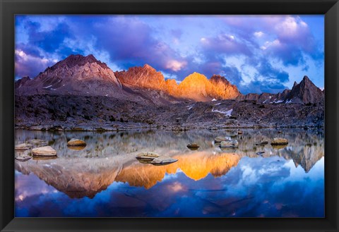 Framed Dusk On The Palisades In Dusy Basin, Kings Canyon National Park Print