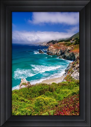 Framed Big Sur Coast At Rocky Point Print