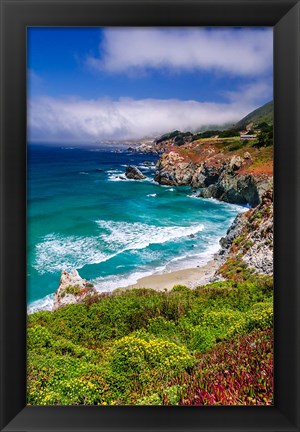 Framed Big Sur Coast At Rocky Point Print