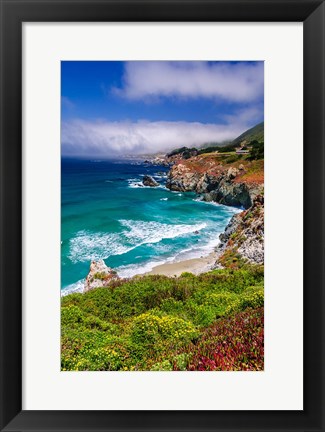 Framed Big Sur Coast At Rocky Point Print