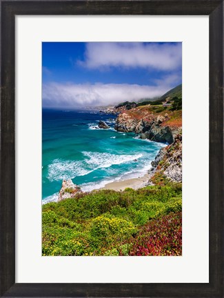 Framed Big Sur Coast At Rocky Point Print