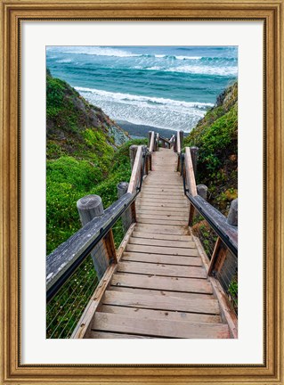 Framed Boardwalk Trail To Sand Dollar Beach Print