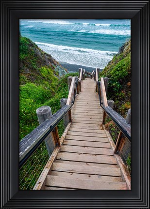 Framed Boardwalk Trail To Sand Dollar Beach Print