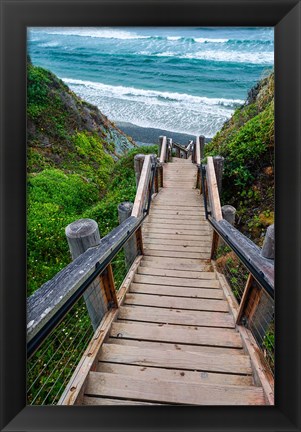 Framed Boardwalk Trail To Sand Dollar Beach Print