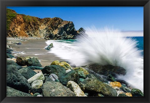 Framed Crashing Surf, Limekiln State Park Print