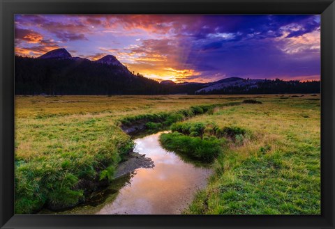 Framed Sunset Over Tuolumne Meadows Along Budd Creek Print