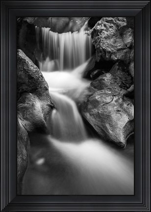 Framed Cascade On Hare Creek (BW) Print