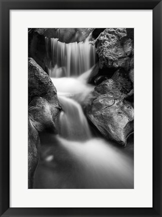 Framed Cascade On Hare Creek (BW) Print