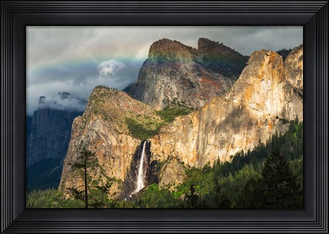 Framed Last Light On Bridalveil Fall, California Print