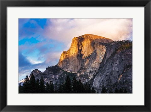 Framed Evening Light On Half Dome, California Print