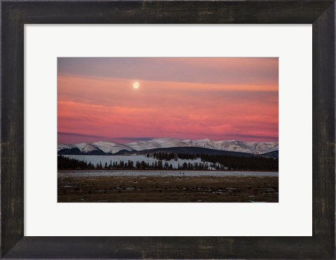 Framed Full Moon And Alpenglow Above Mosquito Range Print